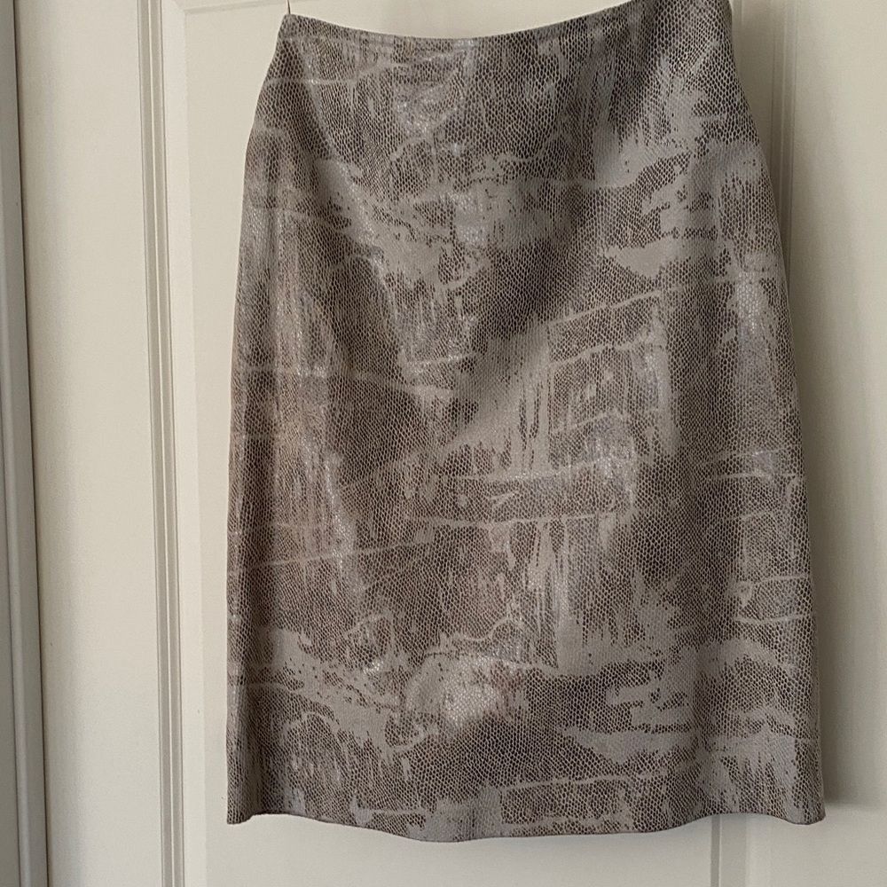 I.N.C. Genuine Leather Snake Print Brown Patterned Skirt size 4